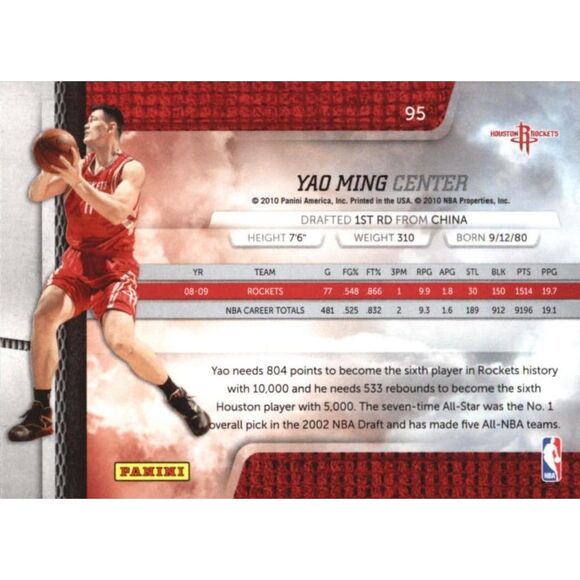 2009 Absolute Basketball Card - #95 Yao Ming - Picture 2 of 2